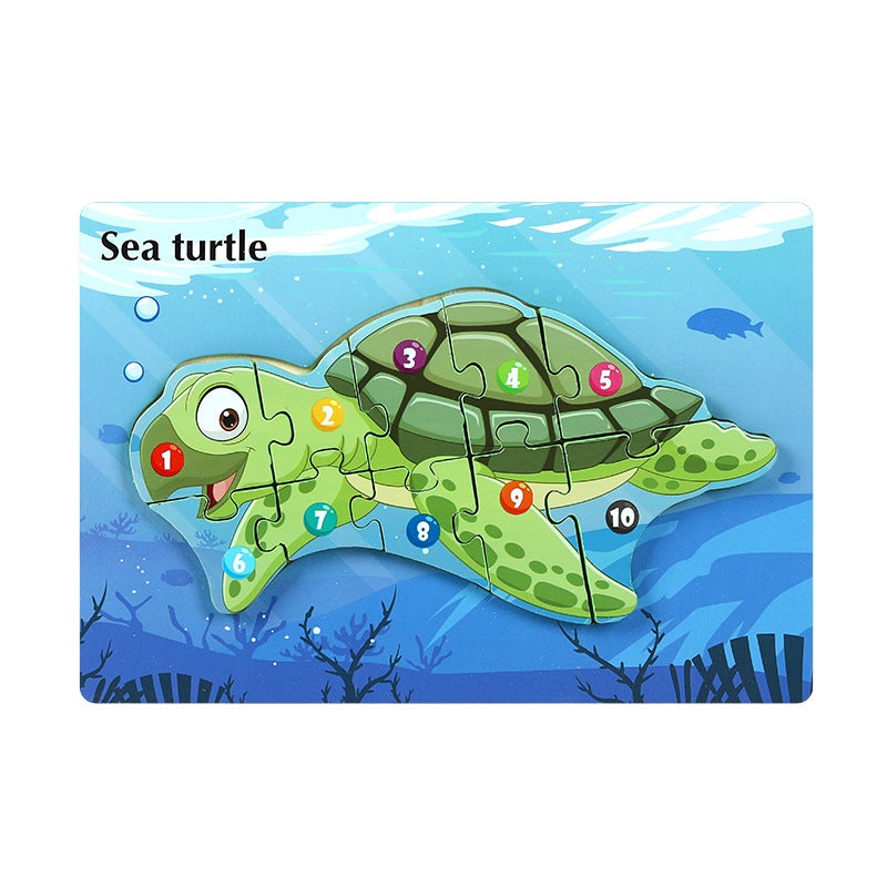 Wooden Animal Traffic Cognitive Cartoon Three-Dimensional Puzzle Toy Early Education Educational Children'S Big Block Matching Toy - Image 1